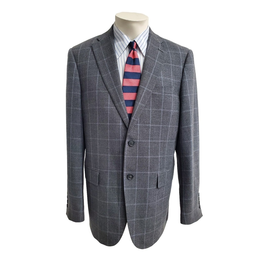 Canaletto REDA Men Sport Coat 40R Charcoal Wool 110s Textured windowpane Blazer